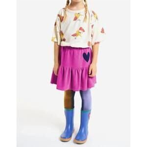 BOBO CHOSES heart velvet skirt in fuchsia 12-18 months